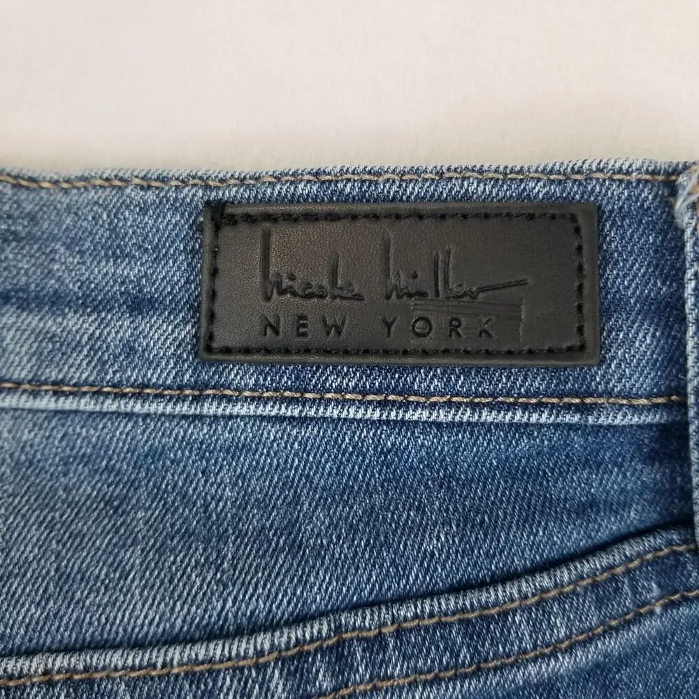 Nicole Miller Jeans Womens 10 Blue Soho High Rise Ankle Skinny Distressed Denim